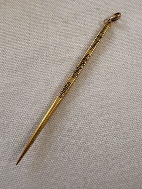 Gold Toned Etched Pendant